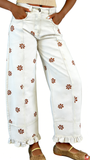CHOUYATOU Barrel Jeans Women 2026 Floral Print Wide Leg Jeans Y2k Patchwork Baggy Boyfriend Denim Pants