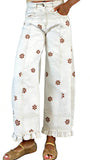CHOUYATOU Barrel Jeans Women 2026 Floral Print Wide Leg Jeans Y2k Patchwork Baggy Boyfriend Denim Pants
