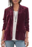 Chouyatou Womens Velvet Blazer Jacket Casual Notched Collar Long Sleeve Open Front Suit Jacket Work Outfits