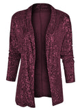 Chouyatou Womens Sequin Blazer Casual Long Sleeve Open Front Sparkle Blazer Jacket