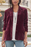 Chouyatou Womens Velvet Blazer Jacket Casual Notched Collar Long Sleeve Open Front Suit Jacket Work Outfits