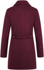 Chouyatou Women Elegant Notched Collar Double Breasted Wool Blend Over Coat