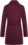 Chouyatou Women Elegant Notched Collar Double Breasted Wool Blend Over Coat