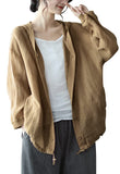 Chouyatou Women's Spring Summer Oversized Button Down Hooded Linen Shirt Jacket Top