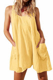 Chouyatou Womens Summer Sleeveless Mini Dress U Neck Backless Flowy Short Dress Casual Beach Sundress with Pockets