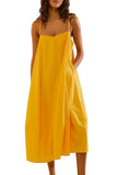 Chouyatou Womens Summer Dresses Sleeveless Spaghetti Strap Lounge Dress Flowy A-Line Midi Dress
