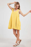 Chouyatou Womens Summer Sleeveless Mini Dress U Neck Backless Flowy Short Dress Casual Beach Sundress with Pockets