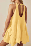 Chouyatou Womens Summer Sleeveless Mini Dress U Neck Backless Flowy Short Dress Casual Beach Sundress with Pockets