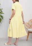 CHOUYATOU Women's Summer Striped Midi Long Shirt Dress Casual Loose Short Sleeve Button Down Dress
