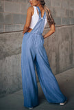 Chouyatou Women Fashion Casual Solid Pocket Spaghetti Strap Loose Jumpsuits