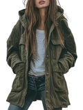 CHOUYATOU Women's 2026 Spring Hooded Cotton Safari Jacket Zip Up Trench Coat Windproof Military Anorak Outerwear