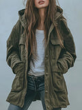 CHOUYATOU Women's 2026 Spring Hooded Cotton Safari Jacket Zip Up Trench Coat Windproof Military Anorak Outerwear