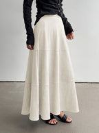 CHOUYATOU Women's Elegant Ruffle Faux Suede Leather Skirt High Waisted A Line Fall Winter Maxi Long Skirt