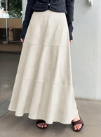 CHOUYATOU Women's Elegant Ruffle Faux Suede Leather Skirt High Waisted A Line Fall Winter Maxi Long Skirt