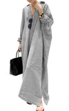 chouyatou Women's Casual Long Sleeve Button Down Loose Striped Cotton Maxi Shirt Dress