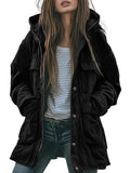CHOUYATOU Women's 2026 Spring Hooded Cotton Safari Jacket Zip Up Trench Coat Windproof Military Anorak Outerwear