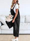 chouyatou Women Loose Adjustable Strap Denim Bib Overall Jeans Distressed Wide Leg Baggy Overalls Jumpsuit