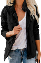 Chouyatou Women's Fall Stand Collar Zip Up Military Cotton Utility Safari Jacket