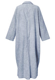 chouyatou Women's Casual Long Sleeve Button Down Loose Striped Cotton Maxi Shirt Dress