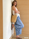 CHOUYATOU Women 2026 Summer Ruffle Hem Crop Cotton Linen Pants Beach Plaid Gingham Wide Leg Pants Palazzos