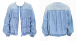 CHOUYATOU Women Spring Fall Oversized Jean Jacket Trendy Lightweight Y2K Floral Denim Bomber Jacket Coat