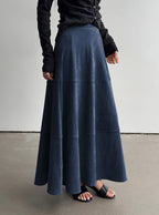 CHOUYATOU Women's Elegant Ruffle Faux Suede Leather Skirt High Waisted A Line Fall Winter Maxi Long Skirt