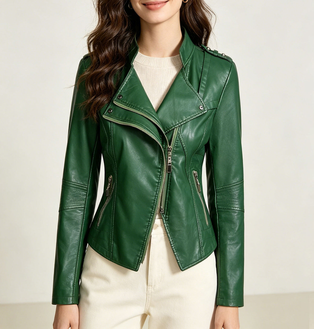 UTCOCO Women's Faux Leather Motorcycle Jacket Oversized Zip Up Winter Coat Outerwear Fall Fashion Clothes