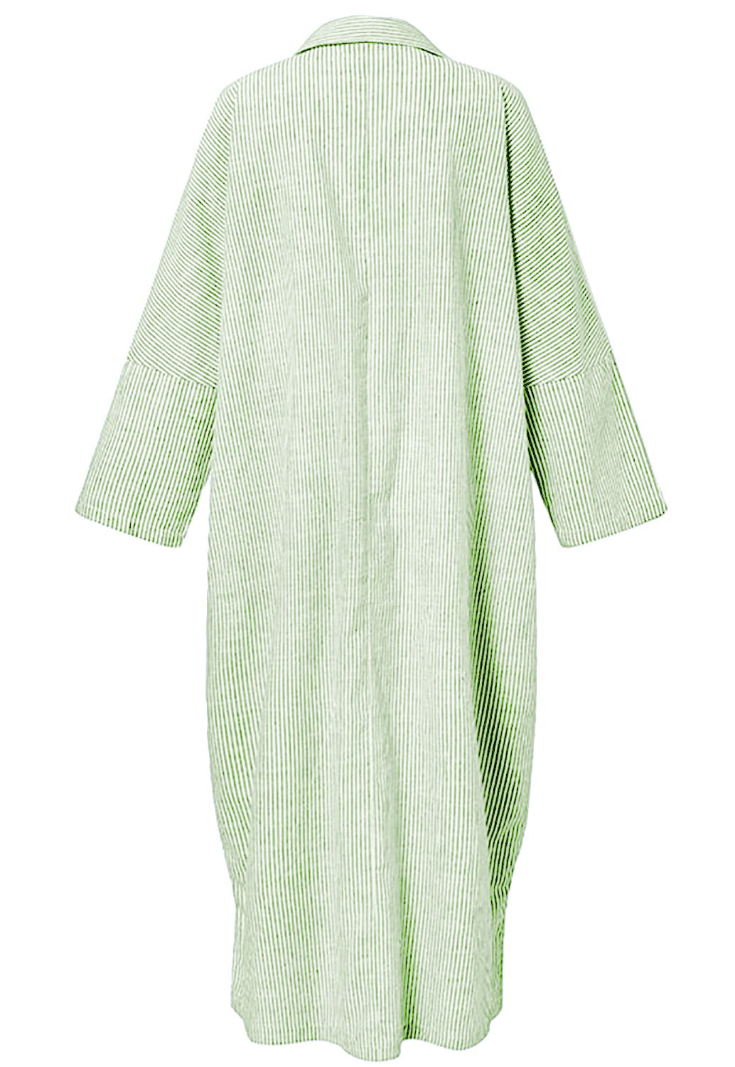 Chouyatou Women's Casual Long Sleeve Button Down Loose Striped Cotton Maxi Shirt Dress