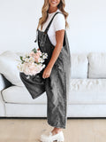 chouyatou Women Loose Adjustable Strap Denim Bib Overall Jeans Distressed Wide Leg Baggy Overalls Jumpsuit