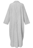 chouyatou Women's Casual Long Sleeve Button Down Loose Striped Cotton Maxi Shirt Dress
