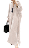 chouyatou Women's Casual Long Sleeve Button Down Loose Striped Cotton Maxi Shirt Dress