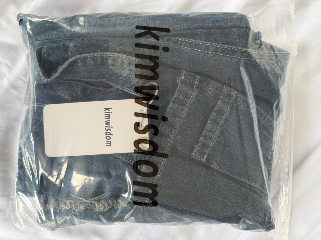 KIMWISDOM  Girls Loose Denim Bib Overalls Jeans 4-14 Years Distressed Wide Leg Baggy Overalls Jumpsuit
