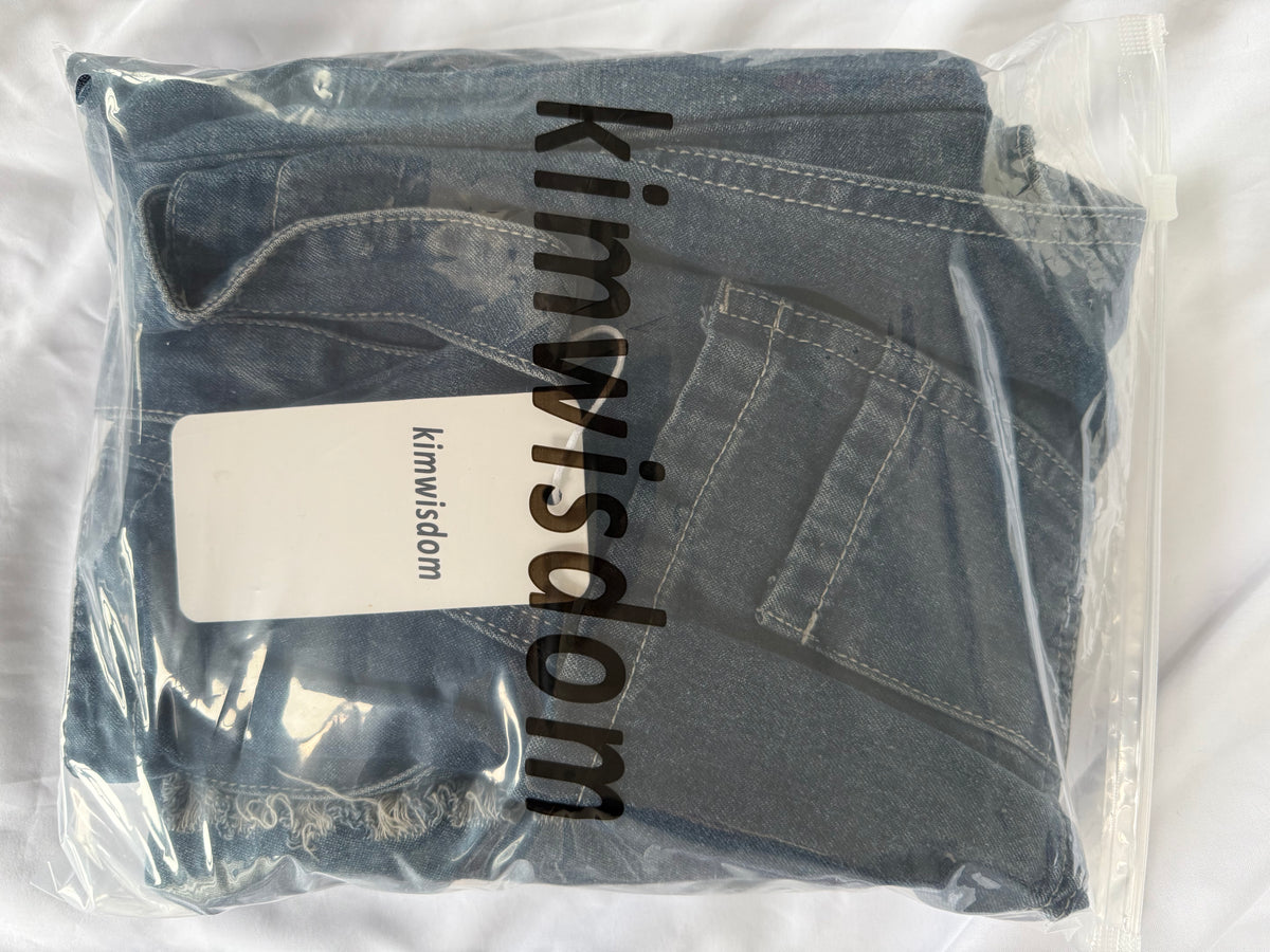 KIMWISDOM  Girls Loose Denim Bib Overalls Jeans 4-14 Years Distressed Wide Leg Baggy Overalls Jumpsuit
