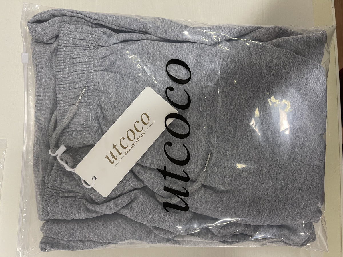 UTCOCO Women's Fuzzy Fleece Wide Leg Pants Elastic Waist Knit Pants Casual Comfy Lounge Trousers with Pockets