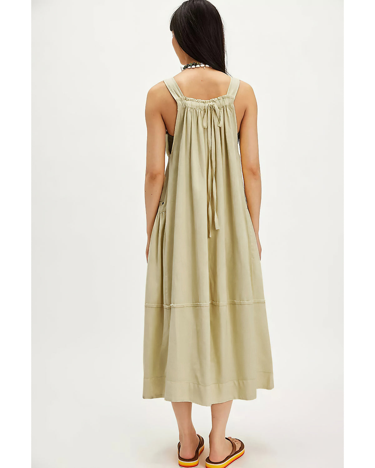 chouyatou Women's Cargo Overall Dress Sleeveless Adjustable Strap Safari Maxi Jumper Dress with Pockets