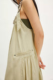 chouyatou Women's Cargo Overall Dress Sleeveless Adjustable Strap Safari Maxi Jumper Dress with Pockets