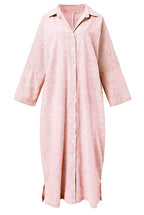 Chouyatou Women's Casual Long Sleeve Button Down Loose Striped Cotton Maxi Shirt Dress