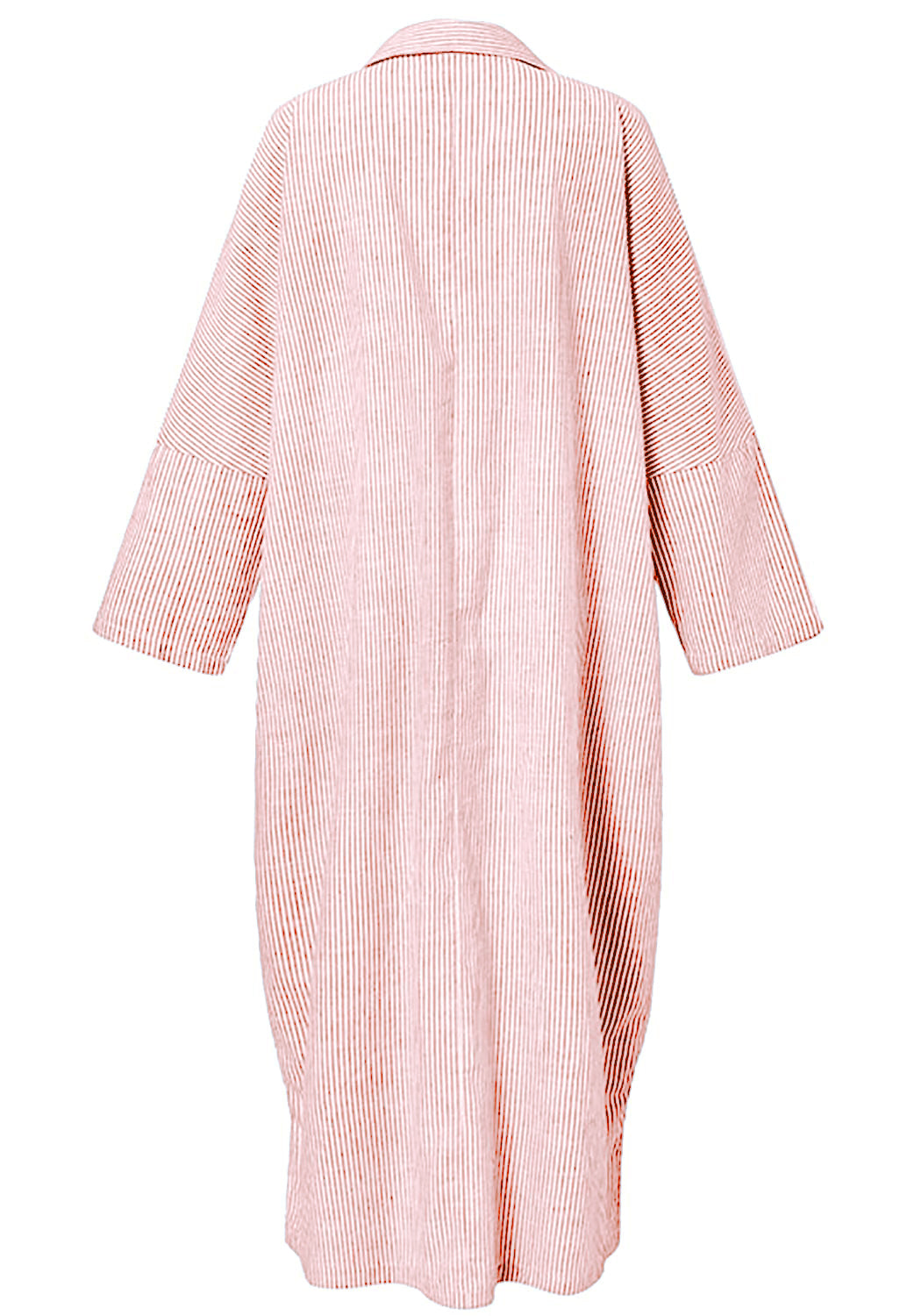 Chouyatou Women's Casual Long Sleeve Button Down Loose Striped Cotton Maxi Shirt Dress