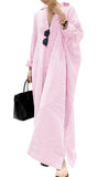 chouyatou Women's Casual Long Sleeve Button Down Loose Striped Cotton Maxi Shirt Dress