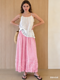 CHOUYATOU Women 2026 Summer Ruffle Hem Crop Cotton Linen Pants Beach Plaid Gingham Wide Leg Pants Palazzos