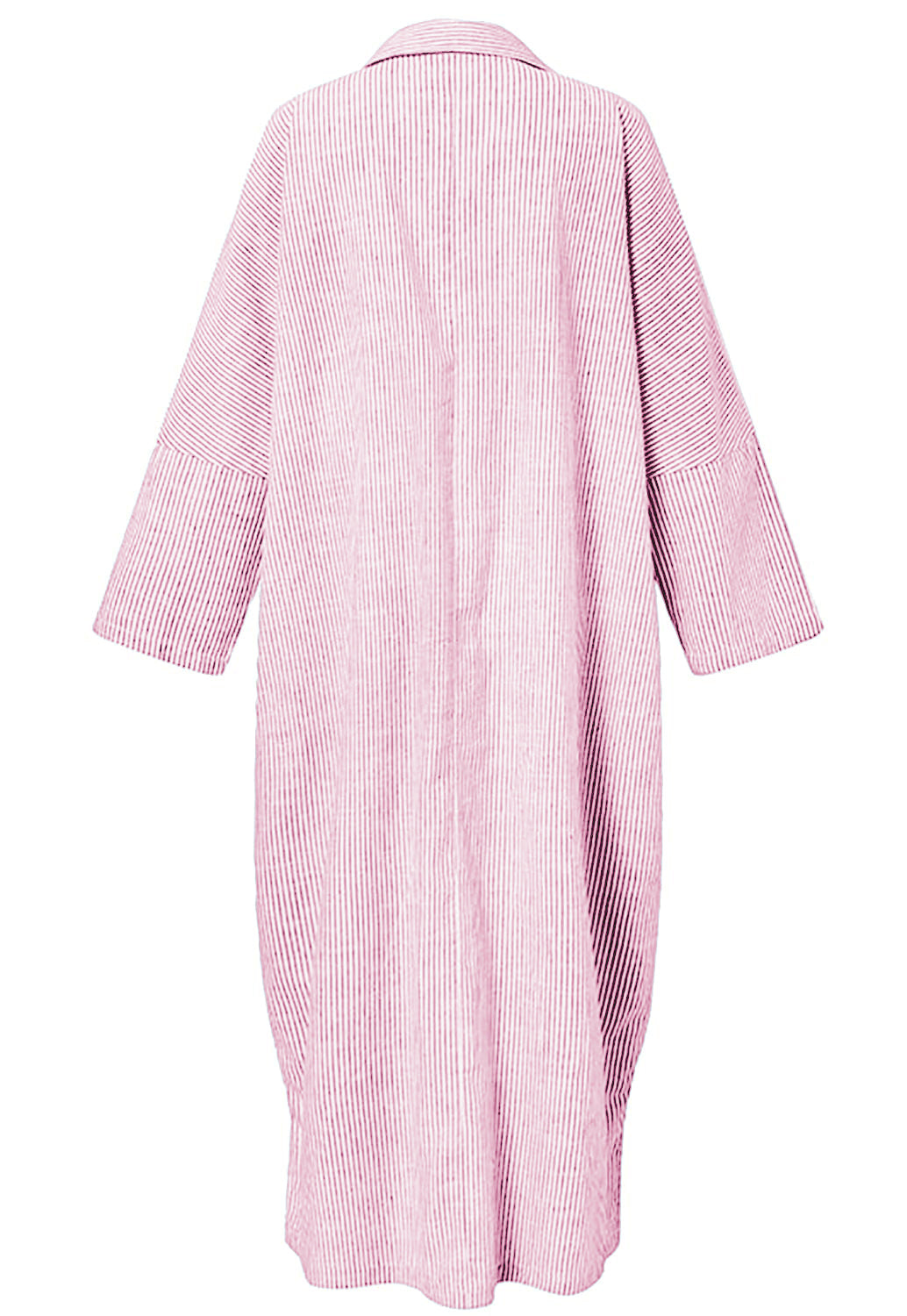 Chouyatou Women's Casual Long Sleeve Button Down Loose Striped Cotton Maxi Shirt Dress