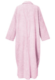 chouyatou Women's Casual Long Sleeve Button Down Loose Striped Cotton Maxi Shirt Dress