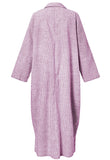 chouyatou Women's Casual Long Sleeve Button Down Loose Striped Cotton Maxi Shirt Dress