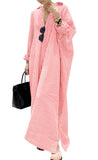 chouyatou Women's Casual Long Sleeve Button Down Loose Striped Cotton Maxi Shirt Dress