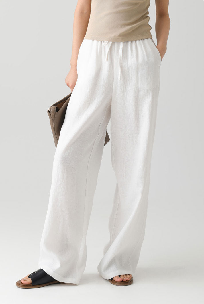 UTCOCO Women's Cotton Linen Harem Pants Casual Loose Fit High Waisted Pants Bottoms Trousers with Pockets