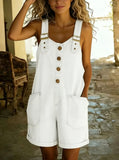 CHOUYATOU Women's Y2K Denim Shortalls Button Front Wide Leg Loose Bib Jean Overalls Shorts Romper Jumpsuits Vintage