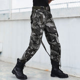 Chouyatou Women's Casual Camouflage Multi Pockets Cargo Pants