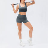Chouyatou Women Shockproof Fitness Bra High Waist Leggings Two Piece Set