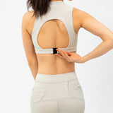 Chouyatou Women Zipped Stand Collar Fitness Vest