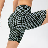 Chouyatou Women Checkerboard High Waist Track Shorts